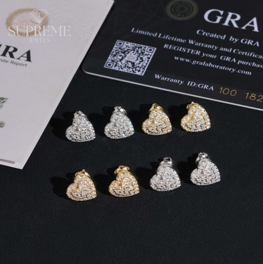 VVS Moissanite Heart Earrings