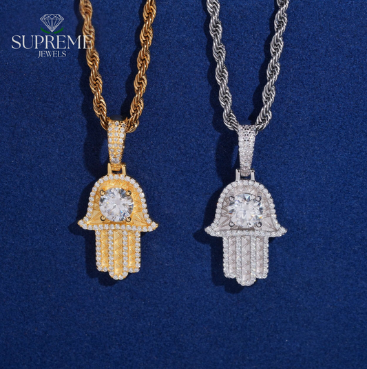 Hamsa Hand Moissanite Pendant