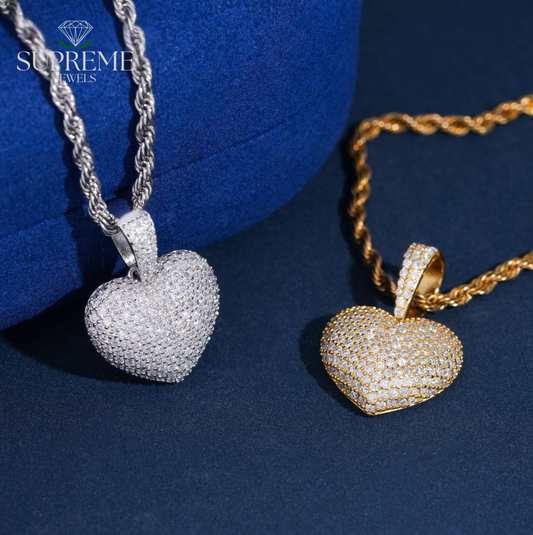 Moissanite Heart Pendant – Fully Iced Out