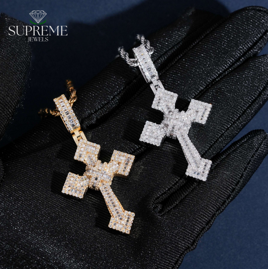 Sterling Silver Moissanite Cross Pendant