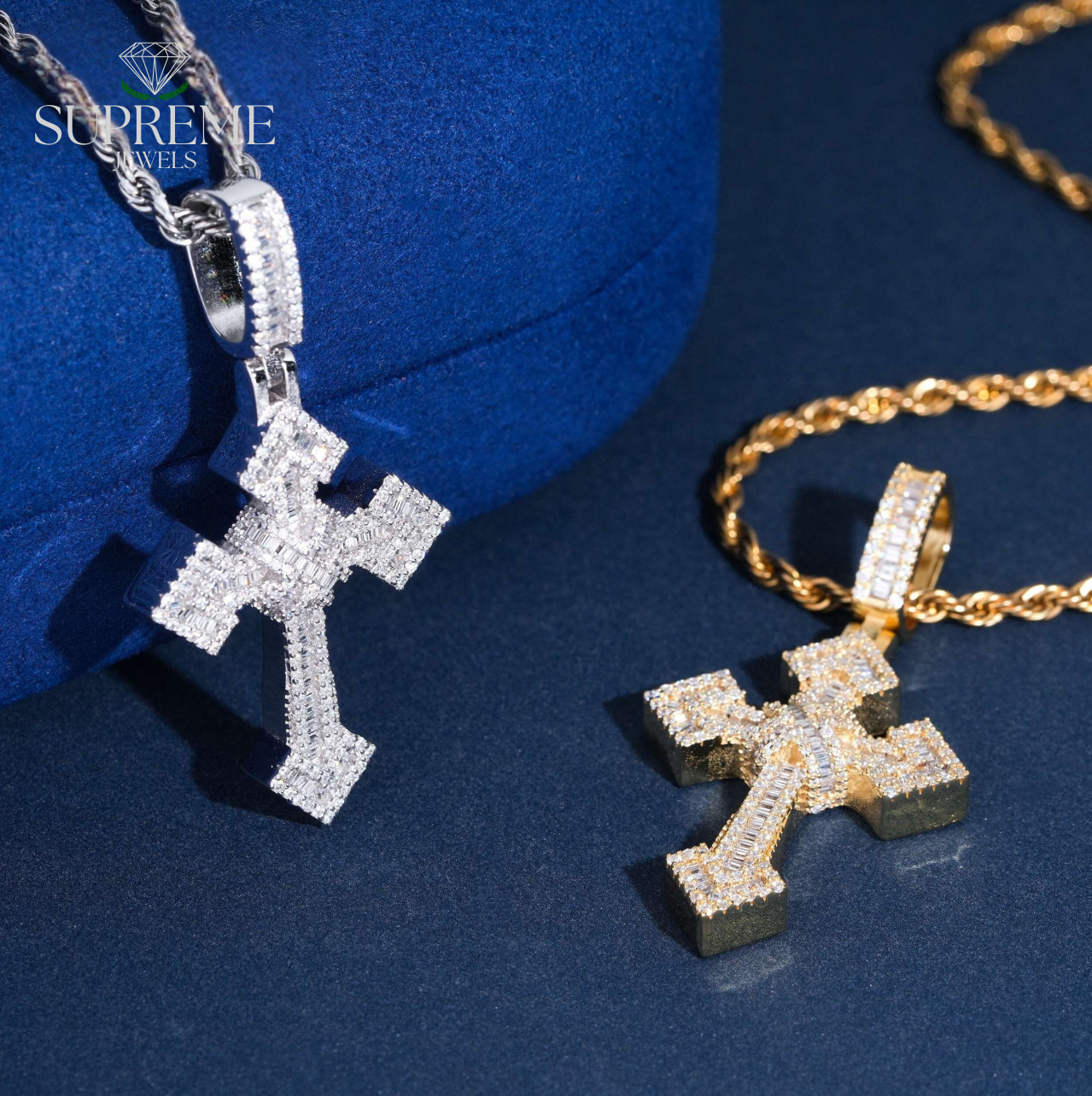 Sterling Silver Moissanite Cross Pendant