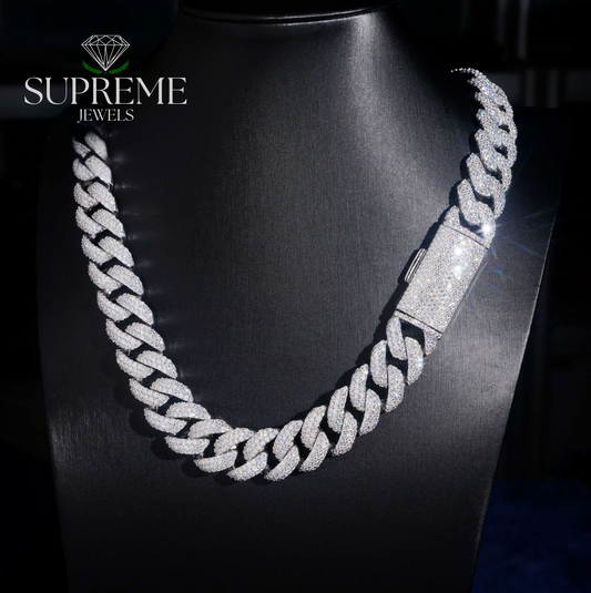 18mm Moissanite Cuban Link Necklace