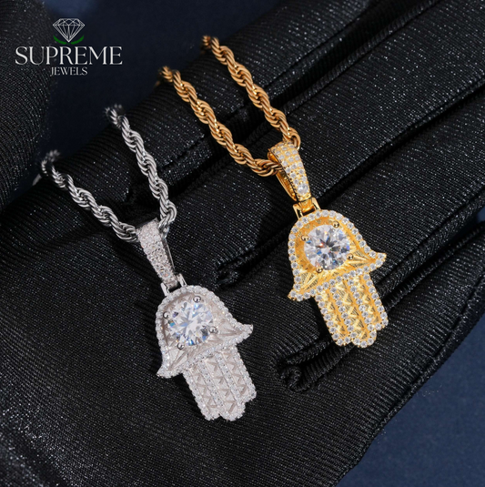Hamsa Hand Moissanite Pendant
