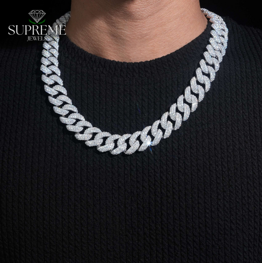 18mm Moissanite Cuban Link Necklace